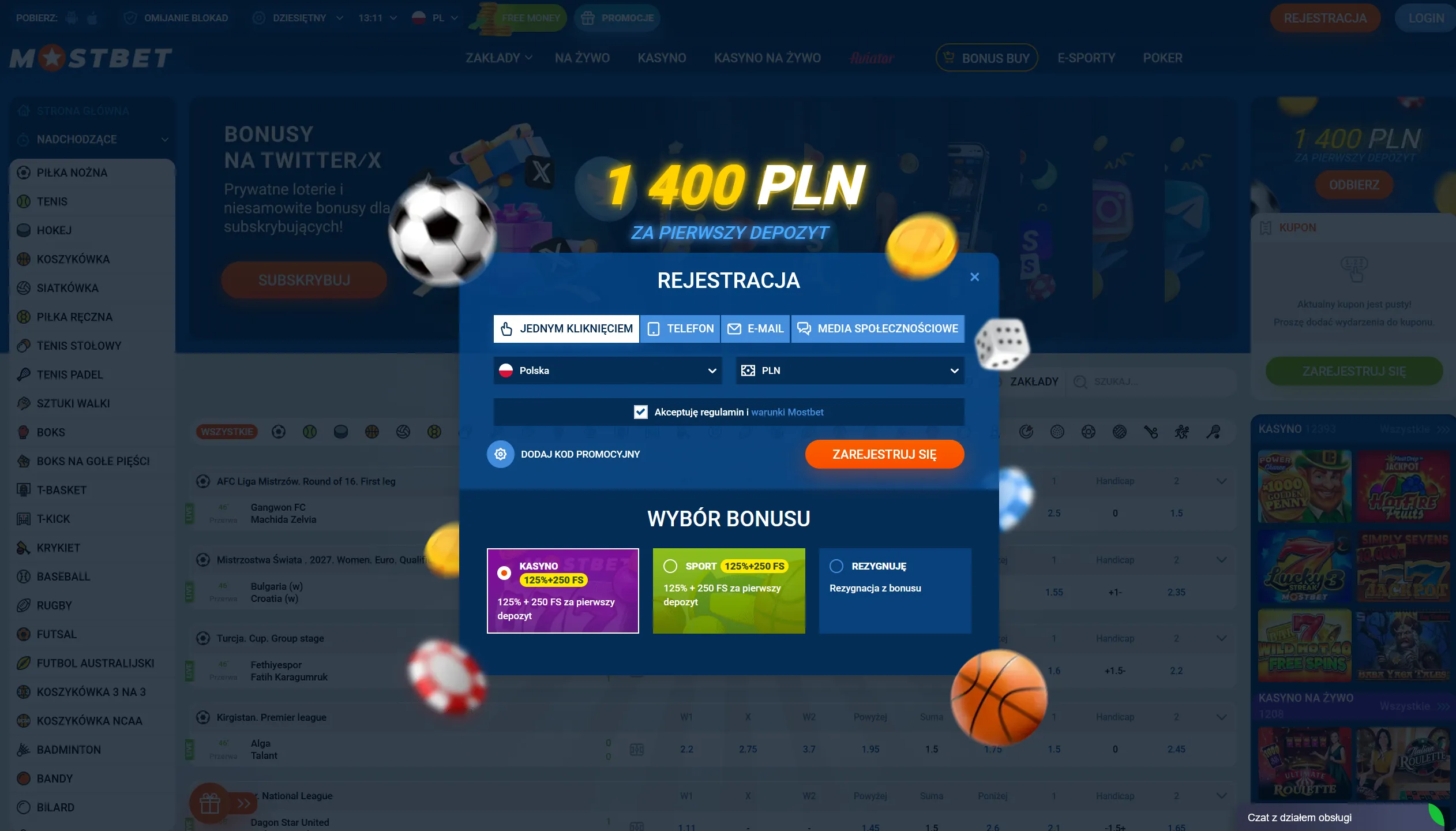 Pierwsze logowanie do konta po instalacji Mostbet app